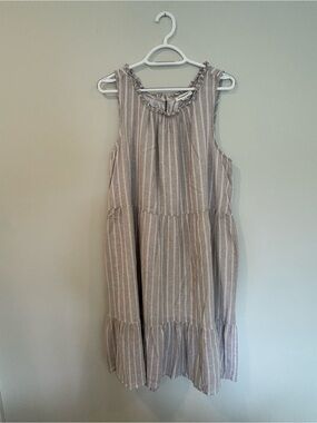 Beachlunchlounge Beige & White Striped Sleeveless Maxi Dress